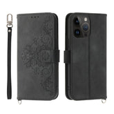 Skin-feel Flowers Embossed Wallet Leather Phone Case